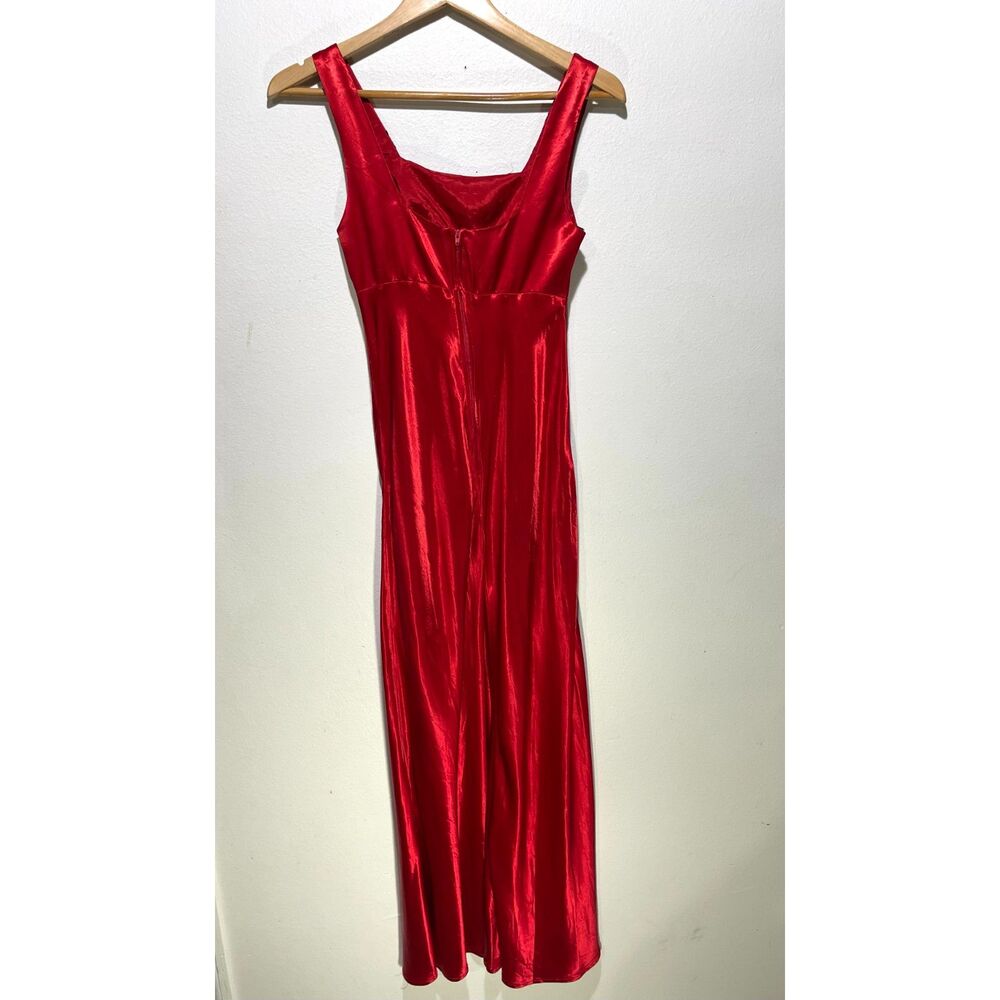 Be Smart VTG maxi dress USA classic red satin fairy whimsygoth romantic women XS - Picture 4 of 6
